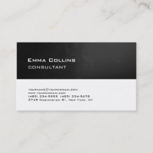 Carte De Visite Tendance Moderne Élégant Consultant Noir Gris Blan