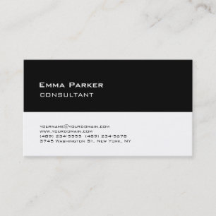 Carte De Visite Tendance Moderne Élégante Consultant Noir Blanc