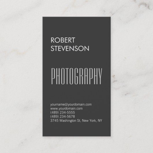 Carte de visite tendance moderne gris vertical (Devant)