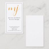 Carte De Visite Tendance Moderne Monogrammé Simple Noir & Blanc (Devant / Derrière)