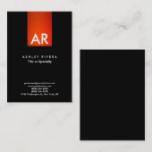 Carte De Visite Tendance moderne orange rouge rayure Monogramme no (Devant / Derrière)