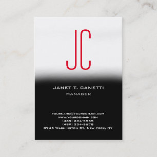 Carte De Visite Tendance moderne simple noir blanc rouge monogramm