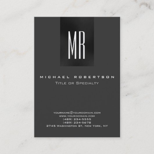 Carte de visite tendance Monogram Grey White Chubb (Devant)
