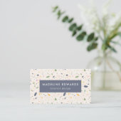 Carte De Visite Tendance Navy Jaune & Green Terrazzo (Debout devant)