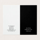 Carte De Visite Tendance Noir Blanc Créatif Unique Linen Premium (Extérieur déplié)
