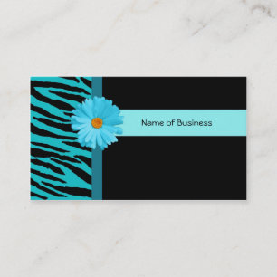 Carte De Visite Tendance Noir Et Turquoise Zèbre Impression Avec F