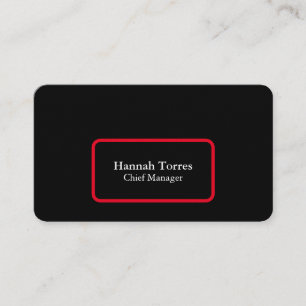Carte De Visite Tendance Noir & Rouge Moderne Créatif Simple