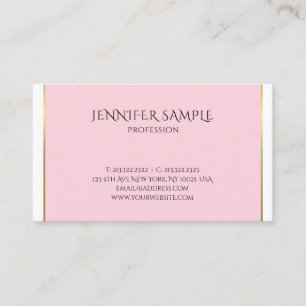 Carte De Visite Tendance Pink Or Modish Sophistiqué Plaine Luxe