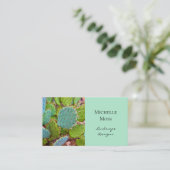 Carte De Visite Tendance Prickly Pear Cactus Succulent Vert (Debout devant)