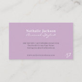 Carte De Visite Tendance professionnelle simple violet monogrammed (Dos)