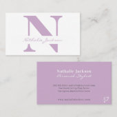 Carte De Visite Tendance professionnelle simple violet monogrammed (Devant / Derrière)