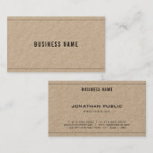 Carte De Visite Tendance Real Kraft Papier Elégant Modèle d'entrep (Devant / Derrière)
