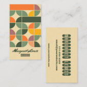 Carte De Visite Tendance Rétro seventies Orange Jaune Vert   (Devant / Derrière)