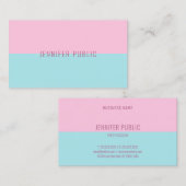 Carte De Visite Tendance rose Et Bleu Moderne Simple Modèle Chic  (Devant / Derrière)