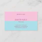 Carte De Visite Tendance rose Et Bleu Moderne Simple Modèle Chic  (Dos)