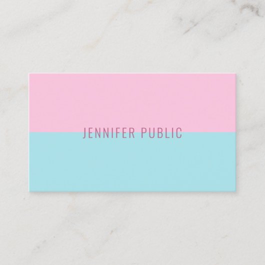 Carte De Visite Tendance rose Et Bleu Moderne Simple Modèle Chic  (Devant)