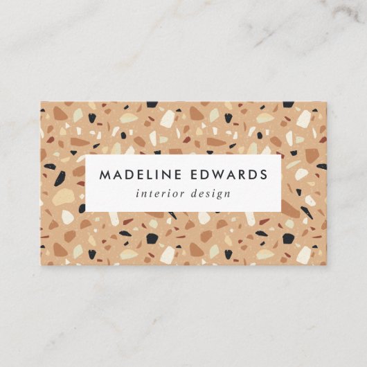 Carte De Visite Tendance Rust Brown & Apricot Terrazzo (Devant)
