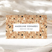 Carte De Visite Tendance Rust Brown & Apricot Terrazzo