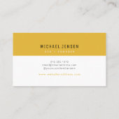 Carte De Visite Tendance Stylish Mustard Jaune Moderne Minimal (Dos)