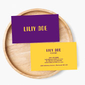 Carte De Visite Tendance Stylish Purple & Mustard Jaune Typographi