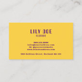 Carte De Visite Tendance Stylish Purple & Mustard Jaune Typographi (Dos)