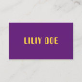 Carte De Visite Tendance Stylish Purple & Mustard Jaune Typographi (Devant)