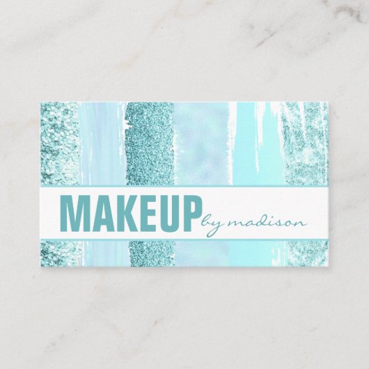 Carte De Visite Tendance Turquoise Moderne Artiste De Maquillage C (Devant)