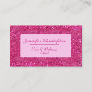Carte De Visite Tendance Typographie Script Paillettes Rose Chaud