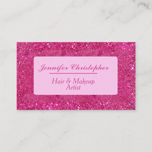 Carte De Visite Tendance Typographie Script Paillettes Rose Chaud (Devant)