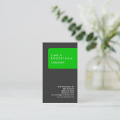 Carte de visite tendance verticale gris-vert rayée (Debout devant)