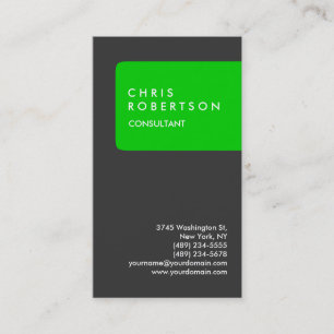 Carte de visite tendance verticale gris-vert rayée