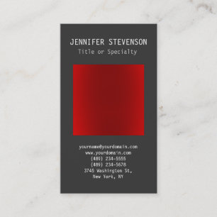 Carte de visite tendance verticale grise rouge uni