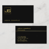 Carte De Visite Tendre l'or noir élégant de monogramme moderne (Devant / Derrière)