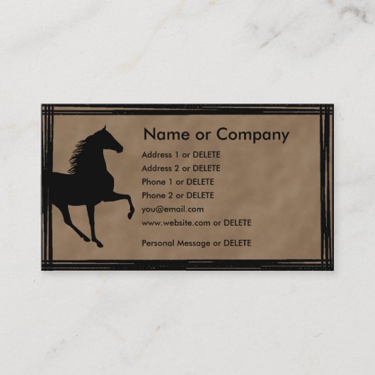 Carte De Visite Tennessee Walking Horse Profil Silhouette (Devant)