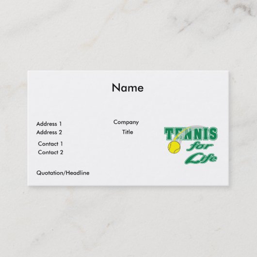 Carte De Visite tennis pour la conception de texte vie (Devant)