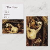 Carte De Visite TENTE ARABE AVEC CHEVAUX, AUTRES ANIMAUX, blanc (Devant / Derrière)