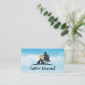 Carte De Visite Tente de camping dans les bois | Ciel (Debout devant)