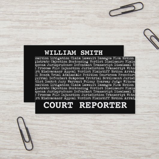 Carte De Visite Terminologie juridique du rapporteur du tribunal (Devant/Arrière en situation)