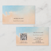 Carte De Visite Terracotta Blue Watercolor Ocean (Devant / Derrière)