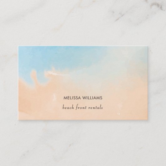 Carte De Visite Terracotta Blue Watercolor Ocean (Devant)