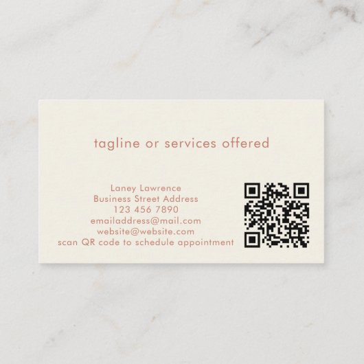 Carte De Visite Terracotta Boho Logo + QR Code Beauty Professional (Dos)