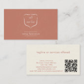 Carte De Visite Terracotta Boho Logo + QR Code Beauty Professional (Devant / Derrière)