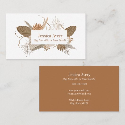 Carte De Visite Terracotta Boho Tropical (Devant / Derrière)