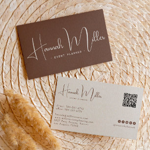 Carte De Visite Terracotta | Code QR Minimaliste Élégant Moderne