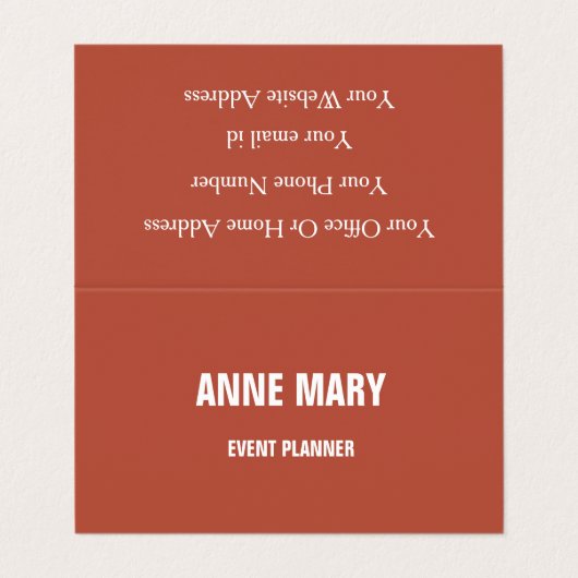 Carte De Visite Terracotta Couleur Chaude Brûlé Orange foncé Class (Extérieur déplié)