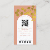 Carte De Visite Terracotta Gold Feuilles Moderne Arch QR Code (Dos)