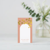 Carte De Visite Terracotta Gold Feuilles Moderne Arch QR Code (Debout devant)