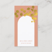 Carte De Visite Terracotta Gold Feuilles Moderne Arch QR Code (Devant)