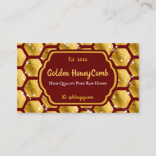 Carte De Visite Terracotta Gold Foil Honeycomb Honey Bee