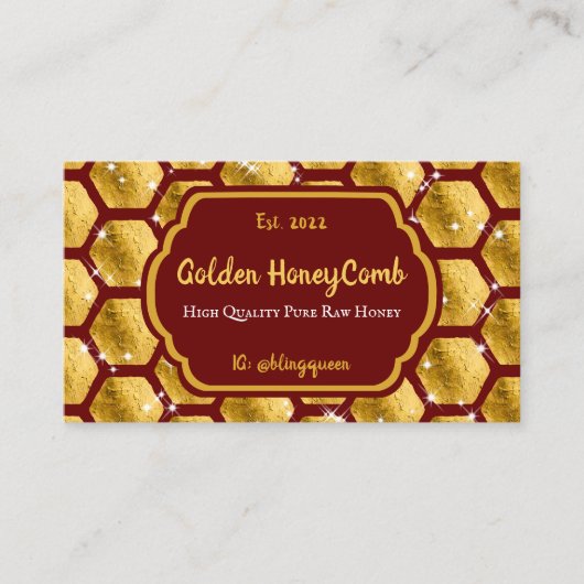 Carte De Visite Terracotta Gold Foil Honeycomb Honey Bee (Devant)